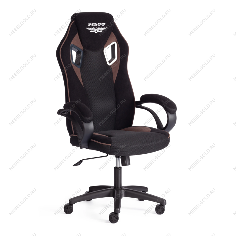 Кресло PILOT (24), флок/ткань, черный/черный/коричневый, 35/TW-11/6