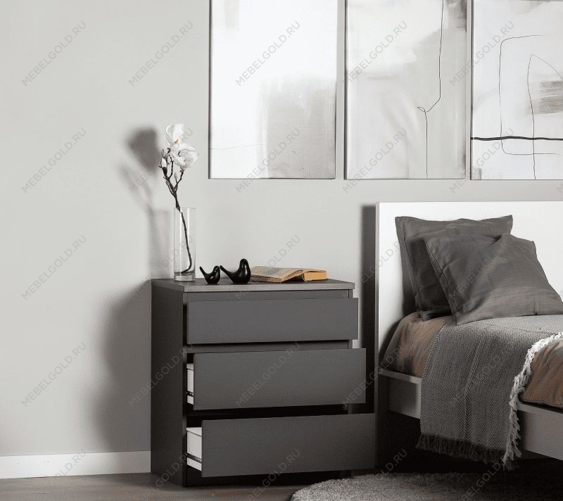 КАСТОР (KULLEN) комод ИКЕА / IKEA комод 3 ящика серый | изображение 3