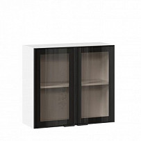 Вилена Шкаф кухонный 800 стекло (Белый/Чёрный)
