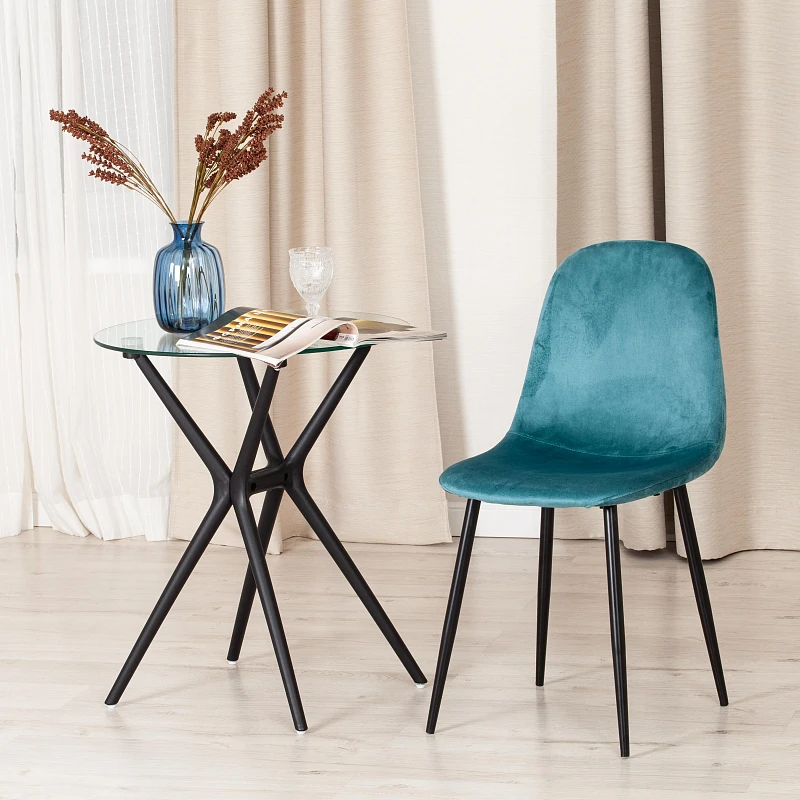 Стул BREEZE (mod. 4724), Велюр/металл, 44 х 53 х 87 см, Torquoise (бирюзовый ) HLR60 / черный | изображение 7