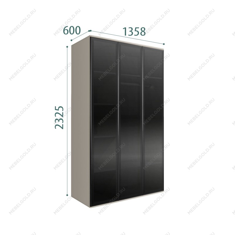 Шкаф 3-х дверный Bogemia Air (Шелк/Черный) БМШ2/3(3)