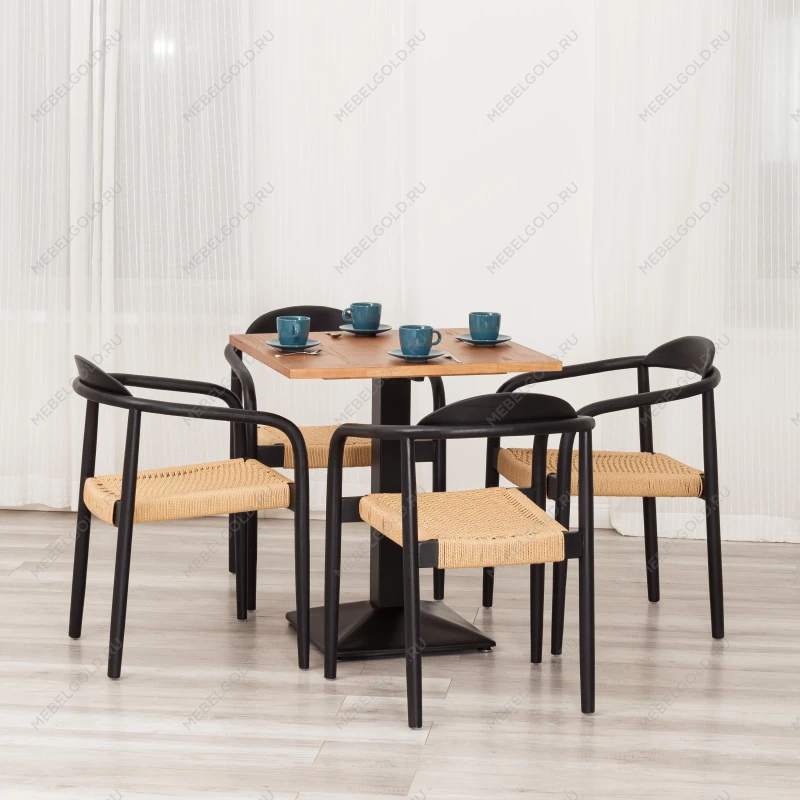 Стул MIDGARD, дерево вяз/бечевка, черный, 50х51х78,5 см | изображение 12