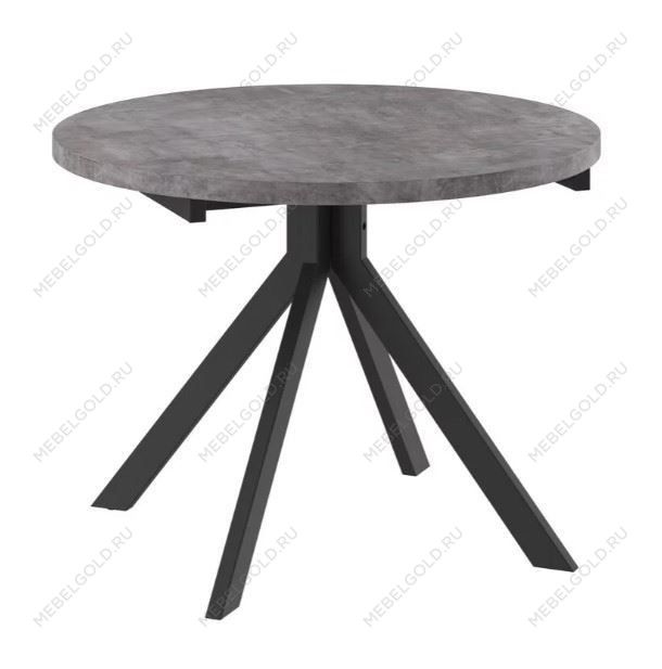 Стол круглый раздвижной TRIO-100 (ДЫМЧАТАЯ КЕРАМИКА/ЧЕРНЫЙ)
