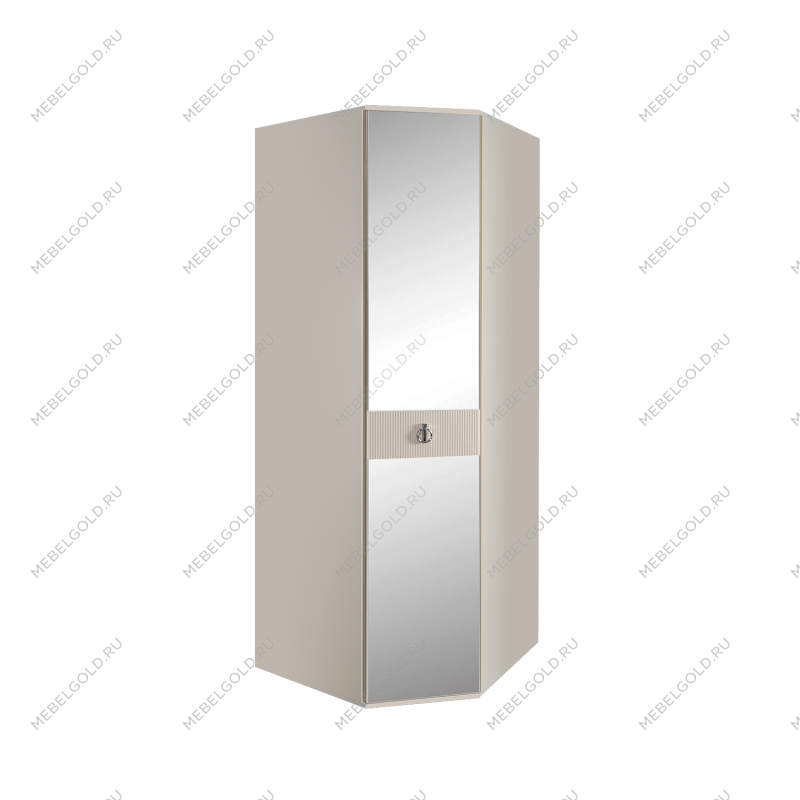 Шкаф угловой с зеркалом Римини СОЛО (Бежевый/Серебро) РМШУ1/1(s)
