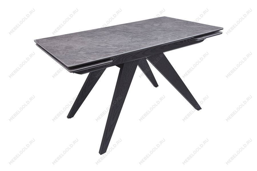 Стол Невада керамика (1400*800+300+300/керамика Baolai/цвет ножек и подстолья Черный) | изображение 1