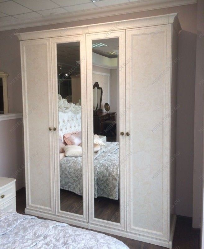 Шкаф Афина 4-дверный (1+2+1) с зеркалом крем корень | изображение 3