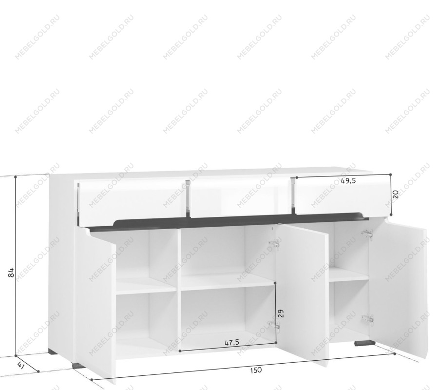 Тумба Ацтека KОМ3D3S/8/15 белый | изображение 6