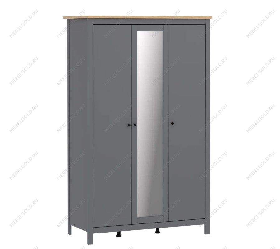 САГА шкаф 3 двери с зеркалом серый/ясень | изображение 2