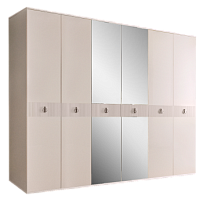 Шкаф 6-ти дверный с зеркалом Римини СОЛО (Бежевый/Серебро) РМШ1/6(s)