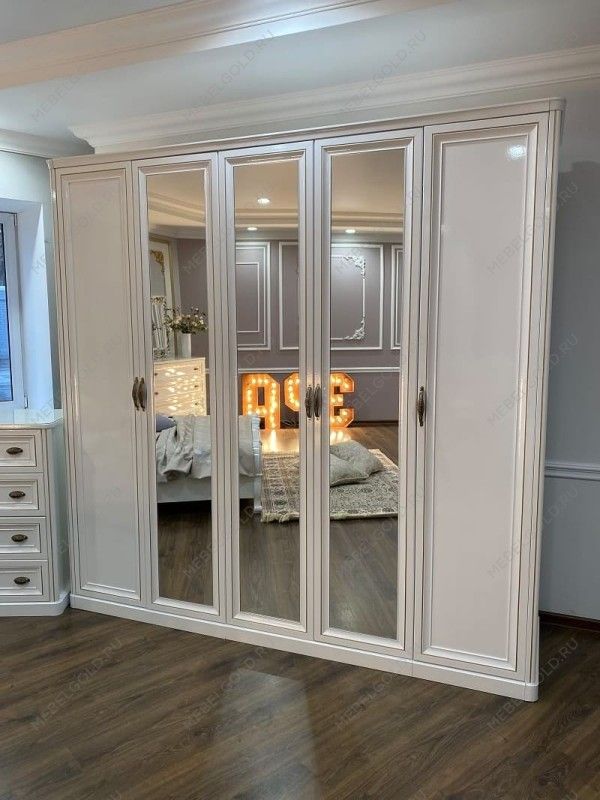 Шкаф Натали 6-дверный (2+2+2) с зеркалом белый глянец | изображение 3