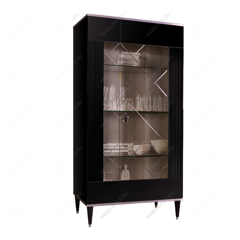 Витрина 2-ств. Римини СОЛО (Черный/Серебро) (Правая) РМВ2-2С(s)