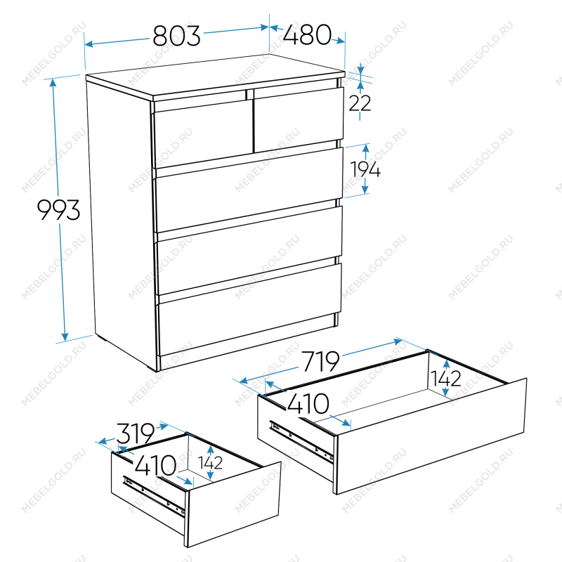 МАЛЬТА комод ИКЕА / IKEA 3+2 ящика 80х99 белый | изображение 4
