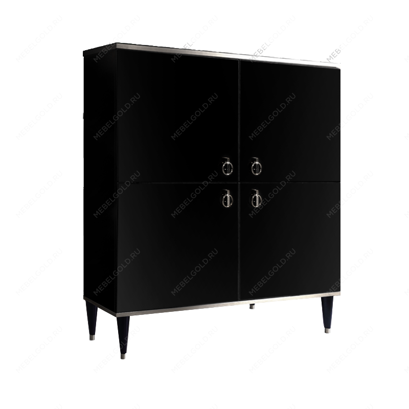 Пенал 4 двери Римини (Черный/Серебро) РМП-3