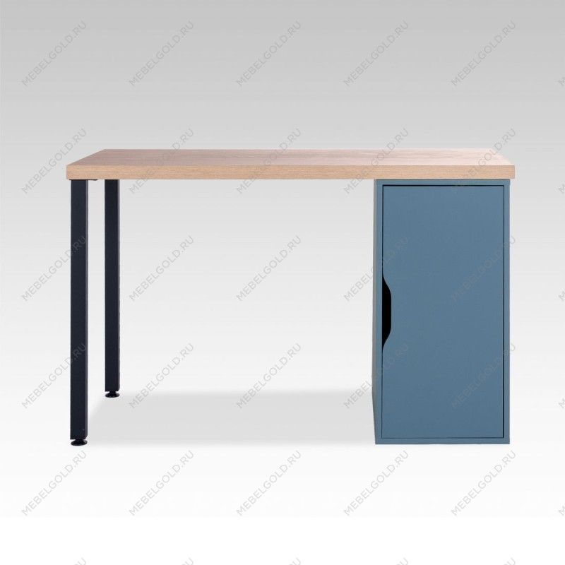 ИНГАР 1/ДВ/T стол письменный 120x75x55, дуб беленый/серо-бирюзовый/черный | изображение 1