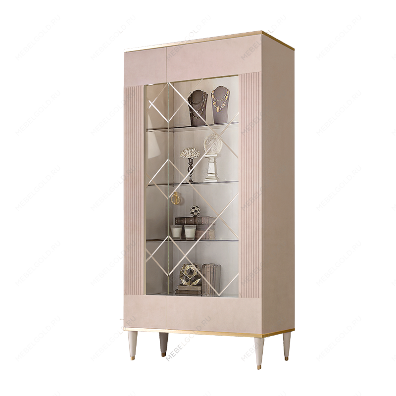 Витрина 2-ств. Римини СОЛО (Латте/Золото) (Правая) РМВ2-2С(s)