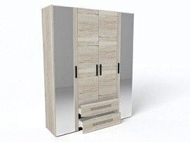 Шкаф 4-х дверный, Мале (1816*544*2278) Дуб галифакс белый, 11213