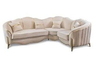 Диван Лара угловой 2-у-1 бежевый золото