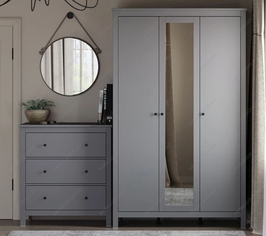 САГА комод 3 ящика серый | изображение 4