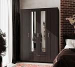 БРИМНЭС / СИРИУС Шкаф четырёхдверный ИКЕА / IKEA с одним выдвижным ящиком и двумя зеркалами, Дуб Венге | изображение 4