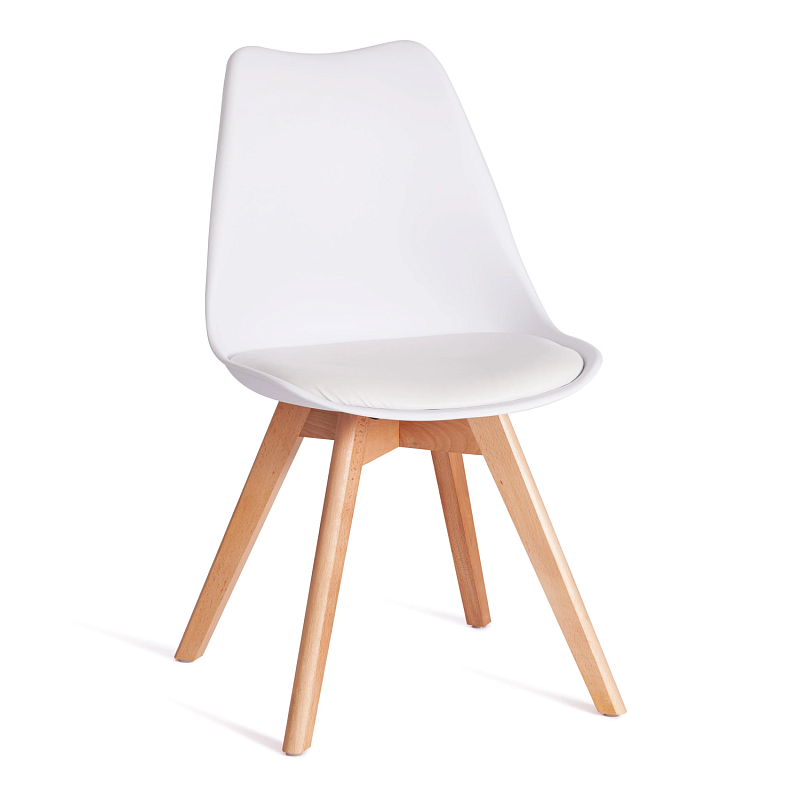 Стул TULIP (mod. 73-1), дерево/пластик/экокожа, 47,5x55x80 см, Белый (White)