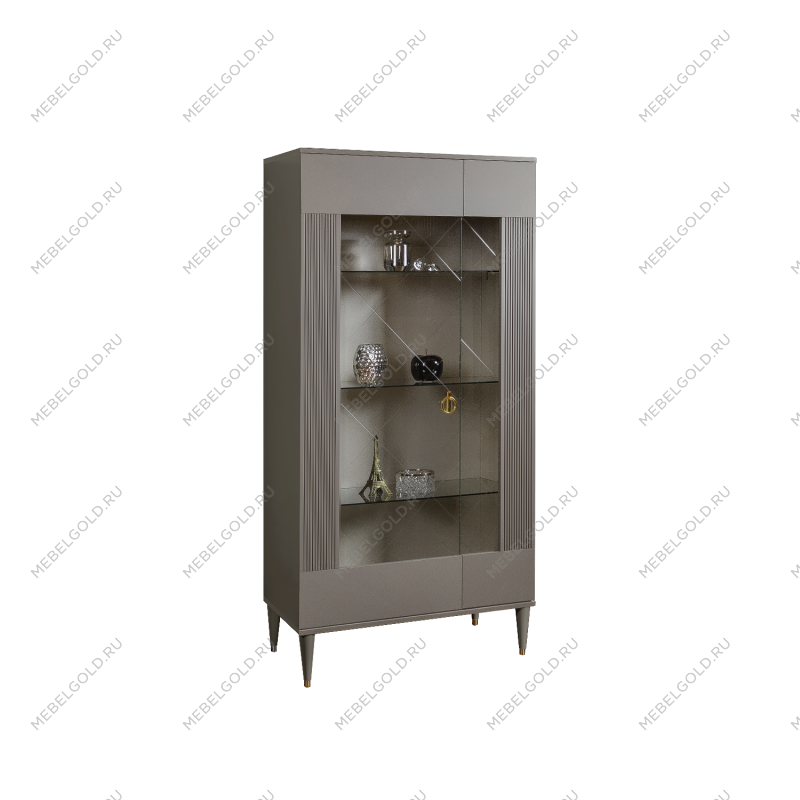 Витрина 2-ств. Римини СОЛО (Серый/Золото) (Левая) РМВ2-2С(s)