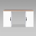 ИНГАР 2/ДВ/ДВ стол письменный 140x75x55, дуб беленый/белый | изображение 1