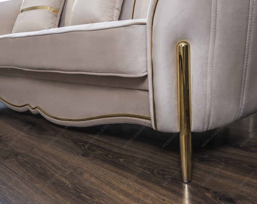 Диван Лара 3х местный бежевый золото | изображение 9