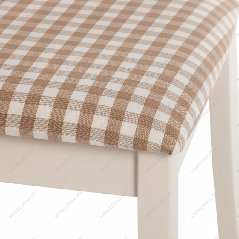 Стул Picasso ( PC-SC ), дерево гевея, 45х53х97см, ivory white (слоновая кость 2-5), ткань: клетка мелкая (S505-18) | изображение 7