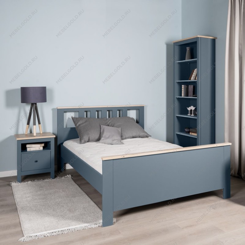 САГА кровать двойная 140х200 темно-бирюзовая/ясень | изображение 5