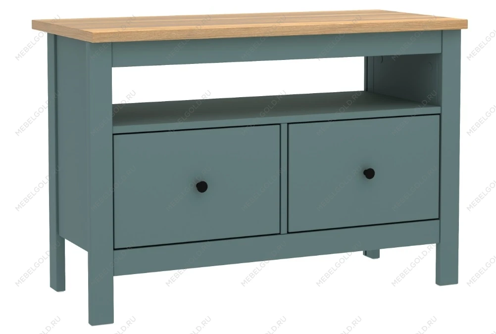 САГА тумба 2 ящика темно-бирюзовая/ясень