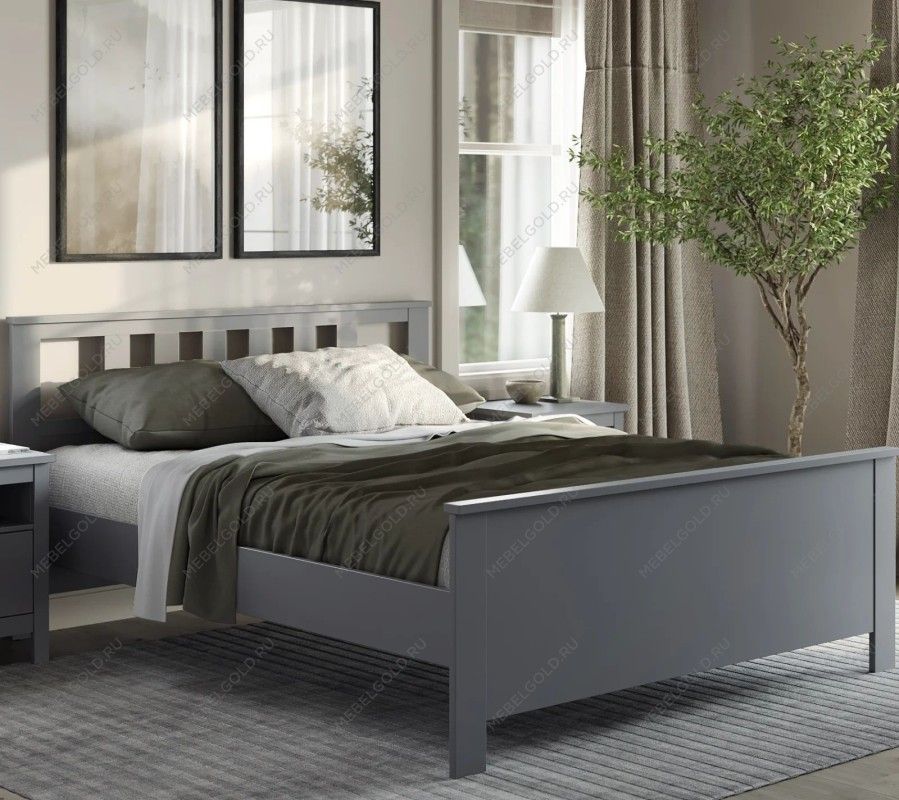 САГА кровать двойная 140х200 серая | изображение 5