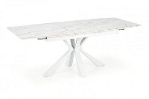 Стол обеденный Halmar VIVALDI 160 раскладной (белый мрамор/белый)