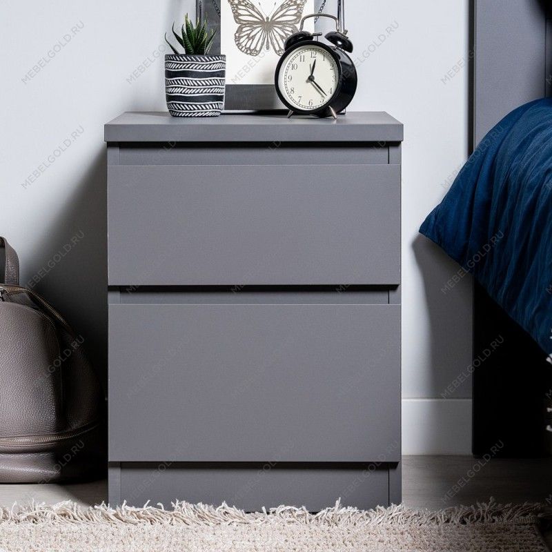 КАСТОР (KULLEN) тумба 2 ящика серая | изображение 4