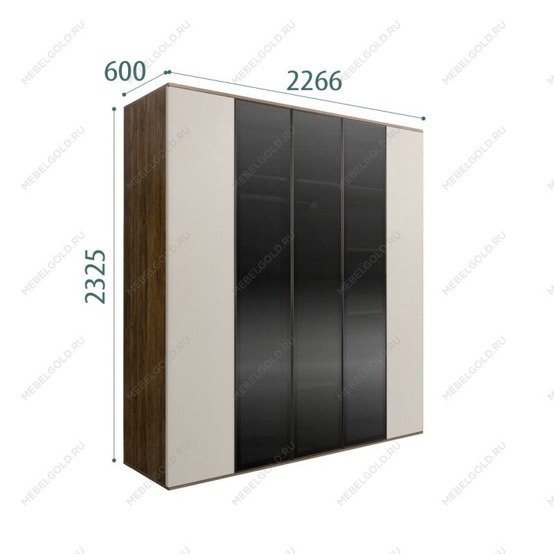 Шкаф 5-ти дв. Bogemia Woodline Air (Шелк/Черный) БМШ2/5(3)