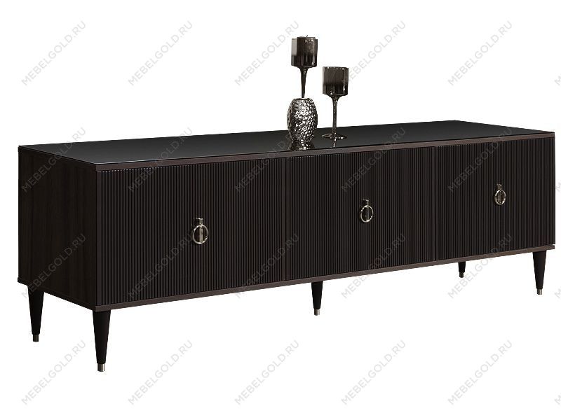 Тумба под телевизор (3 двери) Римини СОЛО (Орех империя/Серебро) РМТ-2(s)