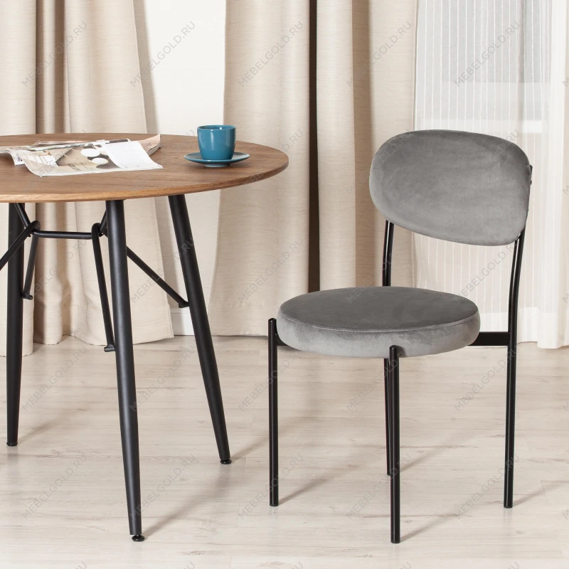 Стул REVO (mod. 7033)/1 шт. в упаковке, ткань/металл, 47х54х82 см, высота до сиденья 47 см, темно-серый barkhat 14/черный | изображение 8