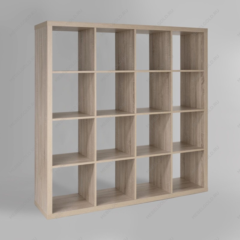 КАЛЛАКС / ФОРА Стеллаж ИКЕА / IKEA 16, широкий стеллаж с открытыми ячейками, тамбурат, дуб беленый | изображение 1