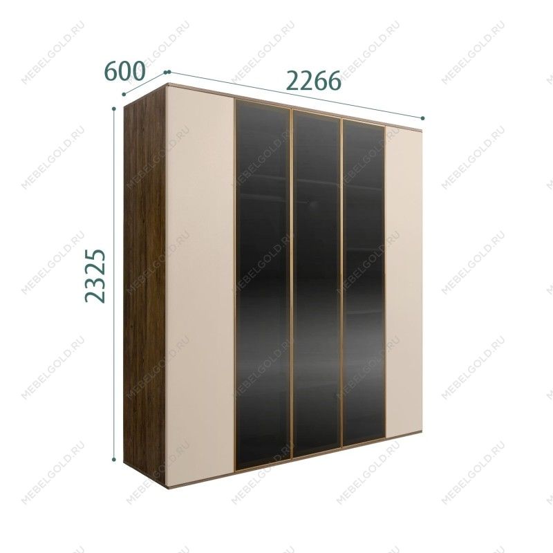 Шкаф 5-ти дв. Bogemia Woodline Air (Ваниль/Золото) БМШ2/5(3)