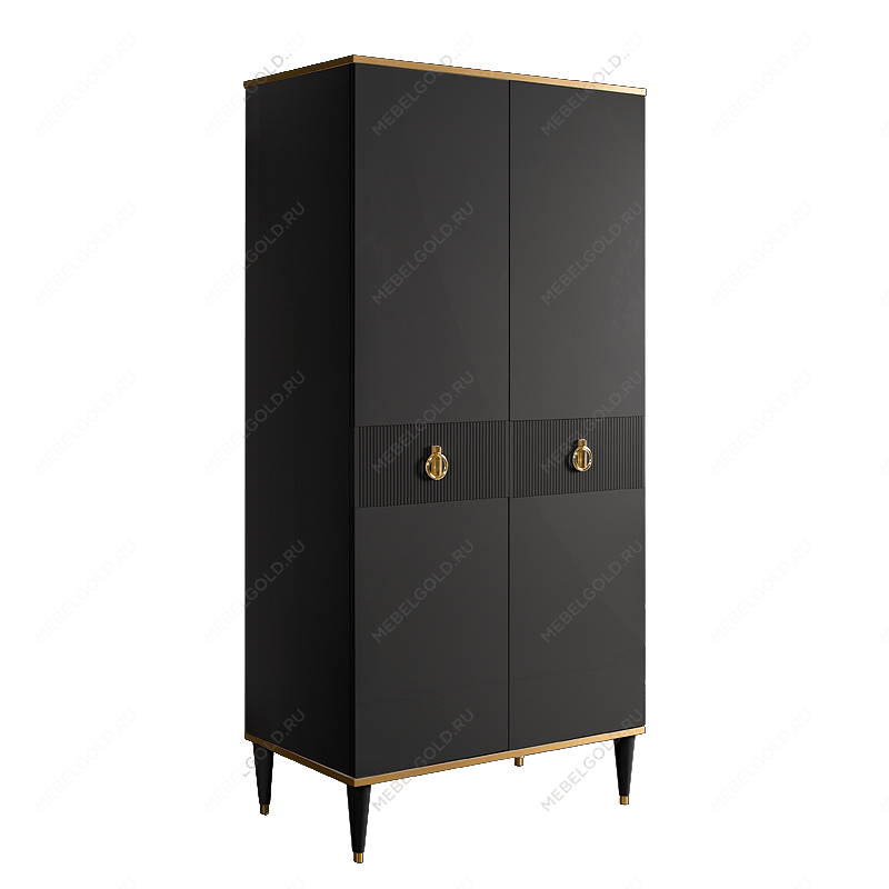 Шкаф-пенал Римини СОЛО (Черный/Золото) РМП-2(s)