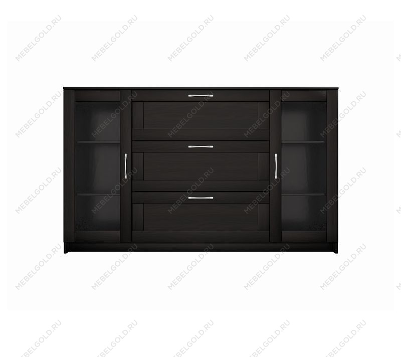 БРИМНЭС / СИРИУС тумба ИКЕА / IKEA 2 двери со стеклом и 3 ящика 156х95 Дуб Венге | изображение 1