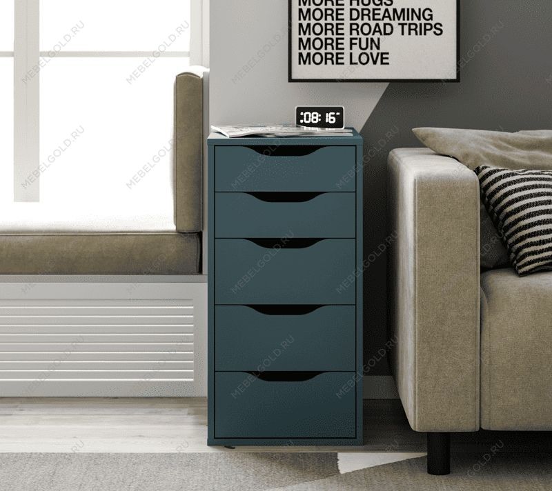 ИНГАР 5 комод ИКЕА / IKEA 36x71x53, серо-бирюзовый | изображение 3