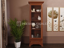 Шкаф с витриной Кентаки REG1W1S каштан