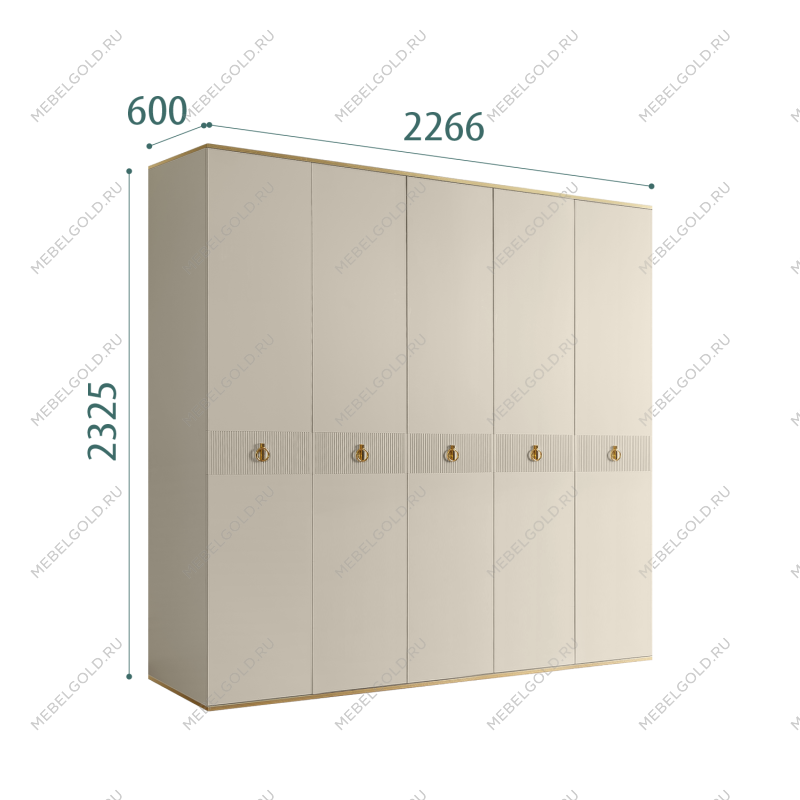 Шкаф 5-ти дверный Римини СОЛО (Ваниль/Золото) РМШ2/5(s)