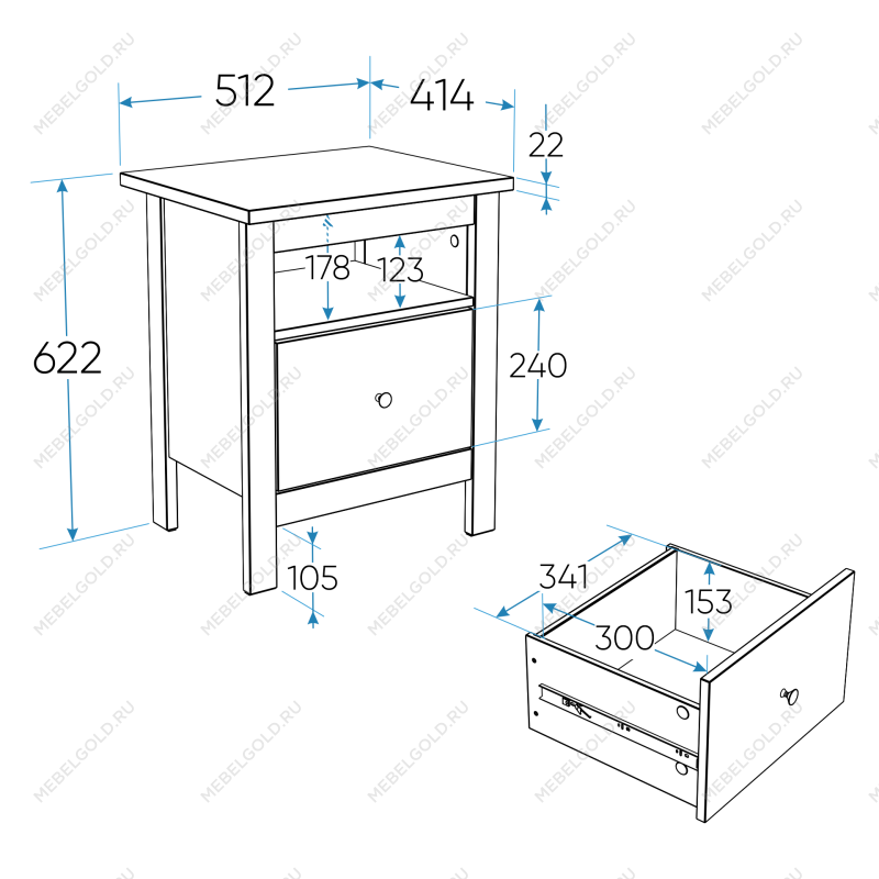 САГА тумба прикроватная белая/ясень | изображение 4