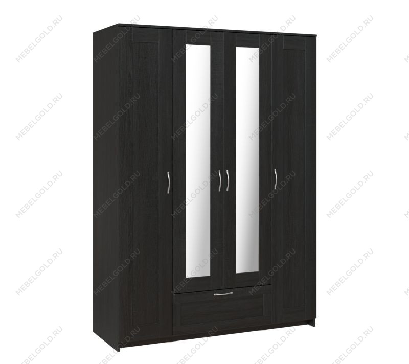 БРИМНЭС / СИРИУС Шкаф четырёхдверный ИКЕА / IKEA с одним выдвижным ящиком и двумя зеркалами, Дуб Венге | изображение 3