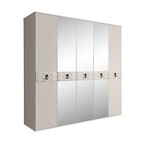 Шкаф 5-ти дв. с зеркалами Bogemia Farfalle (Шелк/Черный) БМШ1/5(Fa)