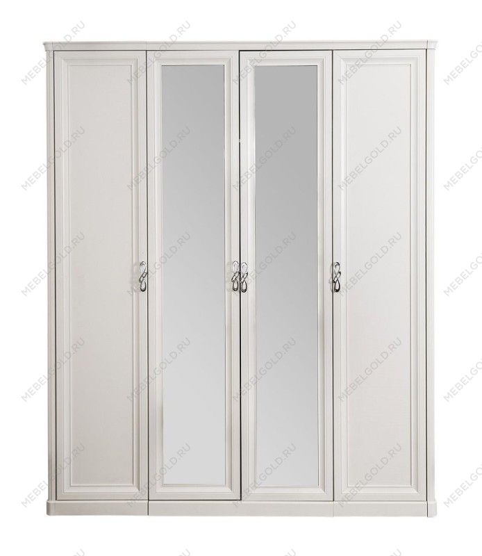Шкаф Мишель 4-дверный (1+2+1) с зеркалом белый матовый | изображение 1