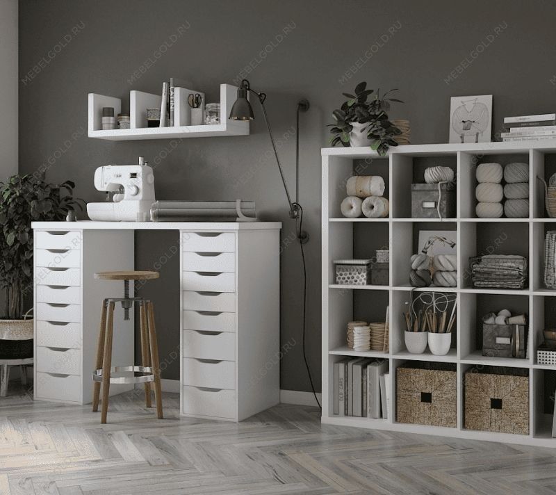 ИНГАР стол письменный ИКЕА / IKEA белый, 140x75, с двумя высокими тумбами | изображение 3