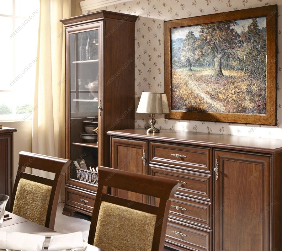 Шкаф с витриной Кентаки REG1W1S каштан - Выставка Балашиха | изображение 4