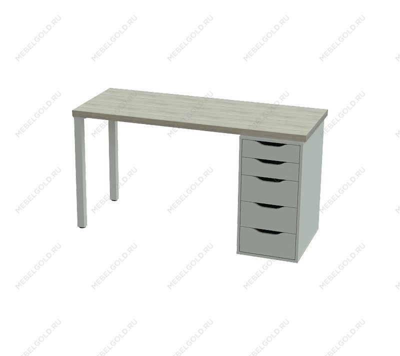 ИНГАР стол письменный ИКЕА / IKEA 1/5Т 120x75x55, дуб беленый/белый | изображение 2